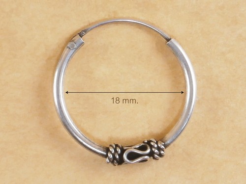 New Oxidized 925 Sterling Silver Byzantine Bali Style Hoops Earrings 18mm