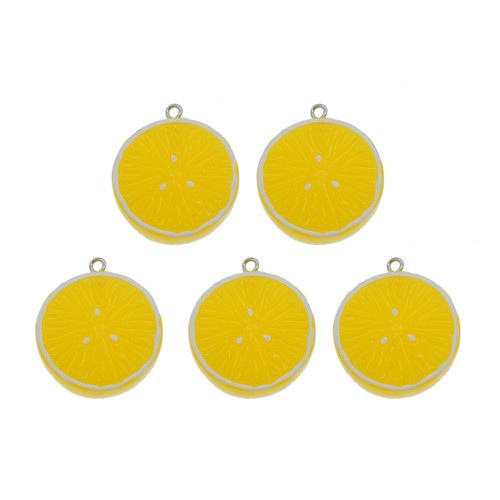 12pcs jaune citron en forme de résine Flatback Pendentifs Charms À faire soi-même Artisanat Findings