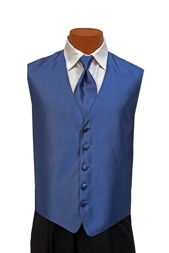2X-Large New Mens Solid Fusion Blue Fullback Wedding Prom Formal Tuxedo Vest
