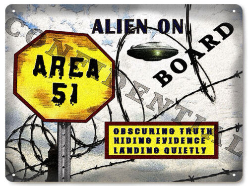 Area 51 METAL Street sign conspiracy funny UFO aliens space ship wall decor 377