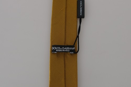 NEW $200 DOLCE /& GABBANA Tie Yellow 100/% Silk Solid 4cm Slim Classic Necktie