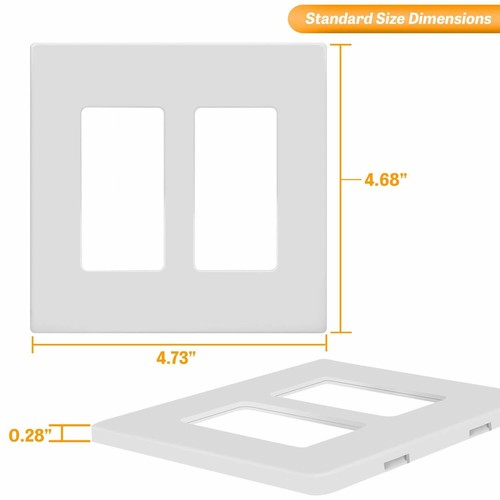 Enerlites Screwless Decorator Wall Plates Standard Size 2-Gang 10 Pack