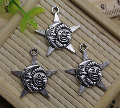 30//60pcs retro Jewelry Making DIY Sun Moon Star alloy charms pendant 27x25mm