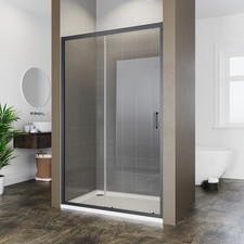 Black Sliding Door Shower Enclosure 6mm Safety Glass Cubicle 1000/1100/1200mm