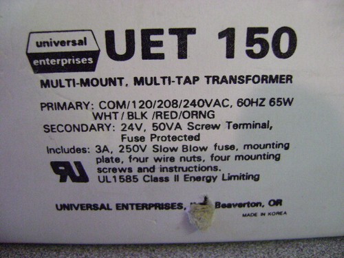 Multi-Tap Transformer NIB UET150 Universal Enterprises UET 150 Multi-Mount