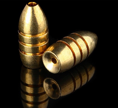 50pcs Brass Fishing Sinkers Copper Worm Flipping Weights Bullet Worm Tackle