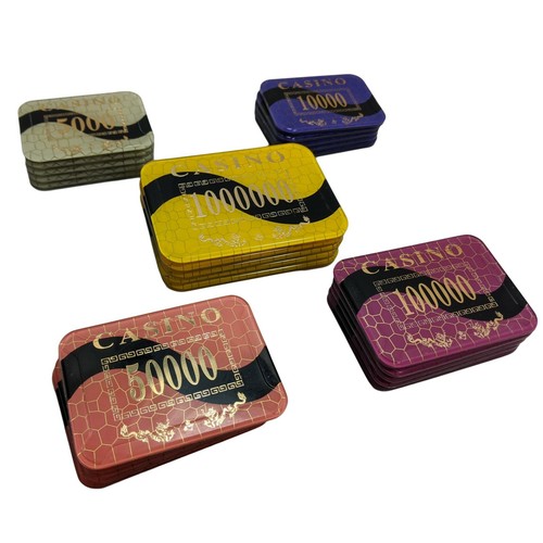 European Style Casino Plaques Rectangle Poker Chips Set of 5 Like MSK Matsui B/&G
