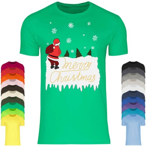 Merry Christmas Weihnachtsmann Pinkelt Ugly Christmas Herren T-Shirt