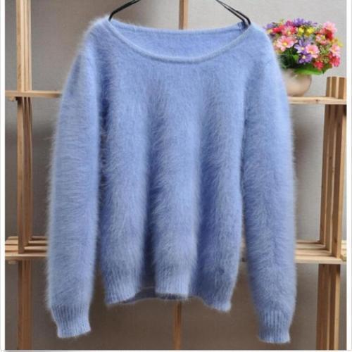 Lady/'s Winter Angora Cashmere Blend Loose Warm Sweater Fluffy Fuzzy Plush Jumper