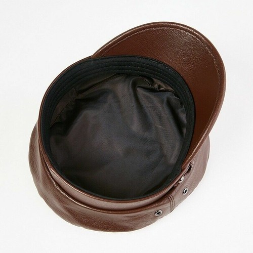 Hommes de peau de mouton cuir militaire casquette marin breton Fiddler sailor Vintage