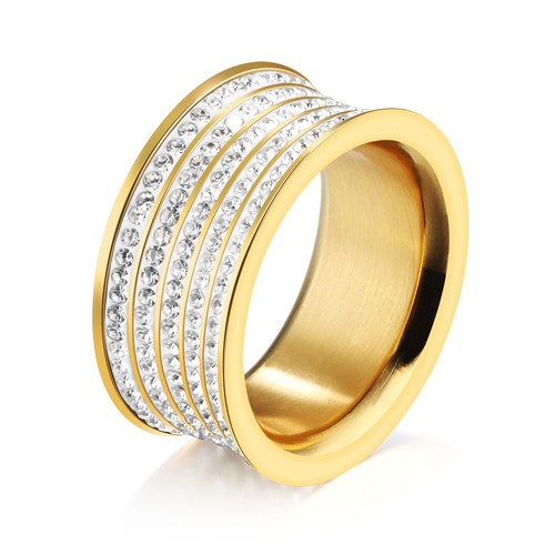 Verlobungsring Kristall Strass Band Ring Silber Gold Edelstahl Damenring J520