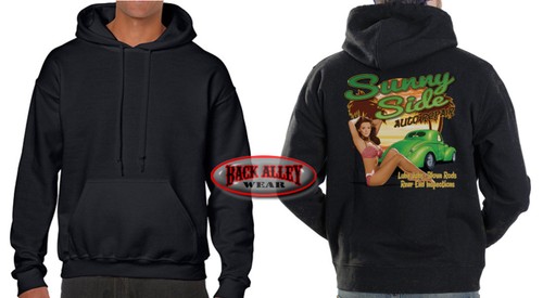 Sunny Side Auto Repair Garage HOODED SWEAT SHIRT Hot Rod Pin Up Girl ~ HOODIE