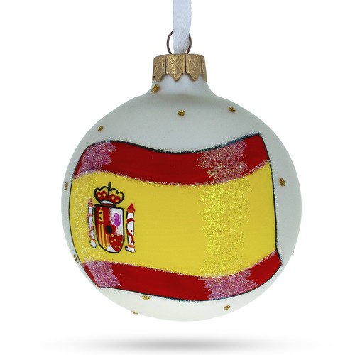 Flag of Spain Glass Ball Christmas Ornament