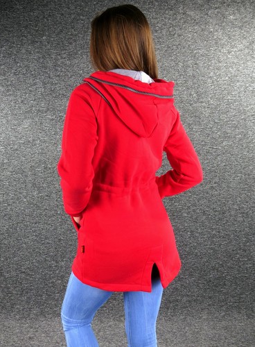 Giacca donna Zazou Sweatjacke Parka Look Rosso S M L XL XXL con Cappuccio Giacca a545