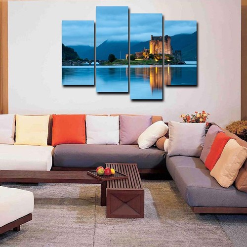 Eilean Donan Castle Scotland 4 Panel Canvas Print Wall Art