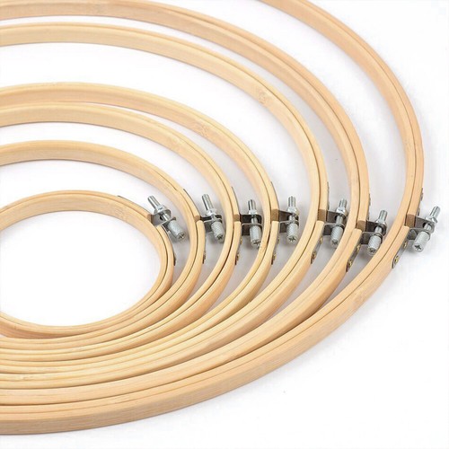 Embroidery Hoops Frame Set Bamboo Wooden Hoop Rings Home DIY Cross Stitch 6Pcs