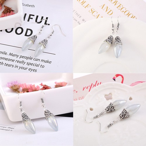Vente chaude élégant platine pierre de Lune Clous D/'Oreilles Gemme Boucles d/'oreilles une paire