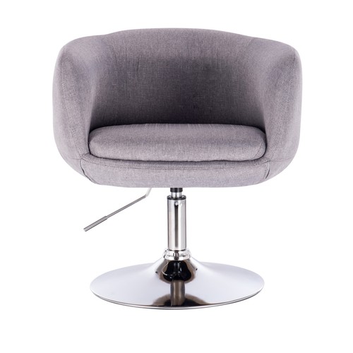 1 x Barsessel Clubsessel Lounge Sessel mit Lehne Chrom Hellgrau BH70hgr