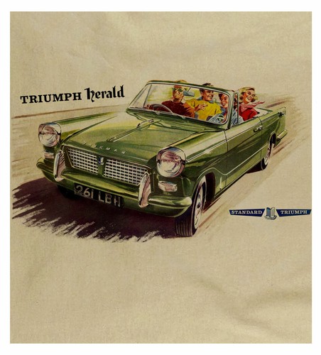 Triumph Herald Standard Triumph Classic Car Retro Natural T-Shirt Free UK Post
