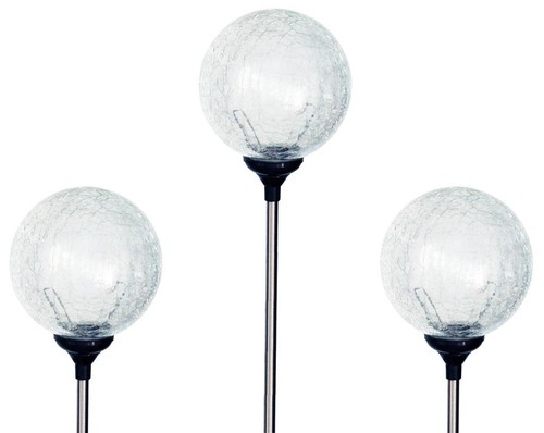 1003-3 Quality Crackle Glass Ball with Color Changing Solar light Pack of Three