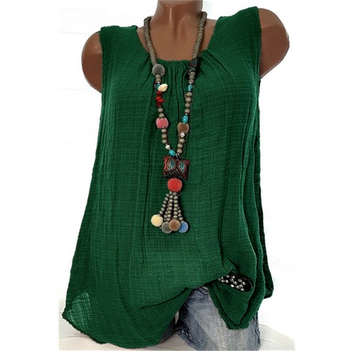 Women/'s Tank Tops Cotton Linen Boho Sleeveless T-shirt Baggy Vest Tees Blouse