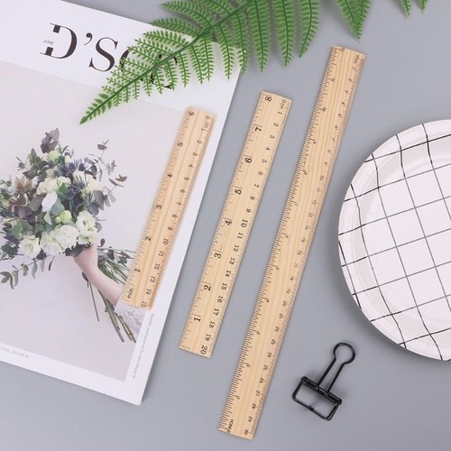 15cm//20cm//30cm Wooden Ruler Double Sided Student Office School Measuring Tool