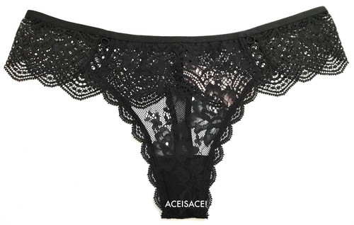 ---L//G DXG NWT*Victoria/'s Secret DREAM ANGELS FLORAL LACE THONG PANTY---BLACK