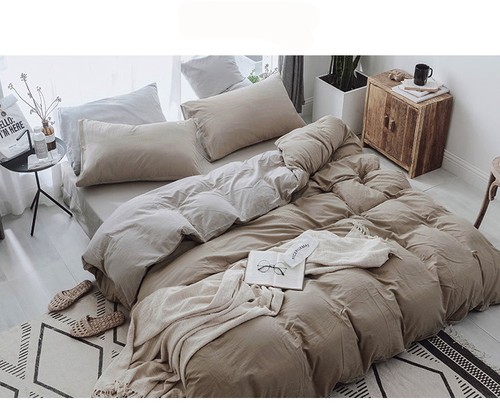 Ultra Soft Double Brushed 100/% Washed Cotton US Bedding Duvet Cover 3 Pcs Set