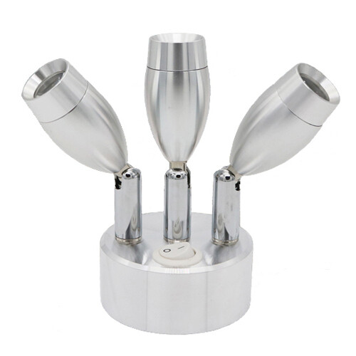 3W Three Heads LED Spot Light Rechargeable Battery Lamp On//Off Button Cabinet