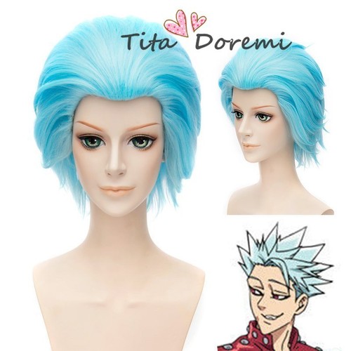 Halloween Wig Cosplay The Seven Deadly Sins Ban blue short fashion wigs Hair