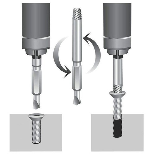 Extracteur de vis de style argent pour les vis endommagees et denudees HSS G9O5