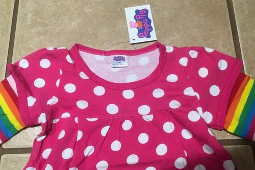 NWT Girls Cartoon Pig Pink White Dot Apple Orchard Tunic Top Size 5//6 5T School