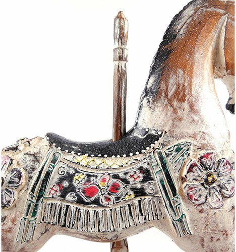 Statue Cheval de carrousel en bois 50cm décoration rétro vintage.