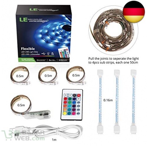 USB Lichtleiste Beleuchtung Fernseher 2M LED TV Hintergrundbeleuchtungs Set