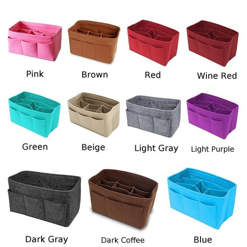 Multi-Pocket Women Insert Bag Felt Fabric Purse Handbag Organizer Bag Liner Tote