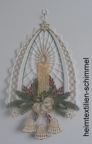 Plauener dentelle ® Fensterbild Noël Cloches Bougie Cloche Hiver deco étoile