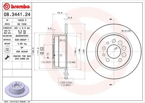 Garnitures Arrière ø281 VOLVO 240 240 Combi 740 760 3876272 Brembo Disques De Frein