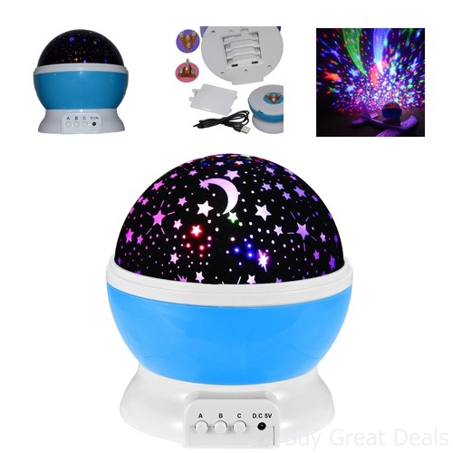 Night Light for Kids Baby Room Bedroom Sky Star Moon LED Projector Lamp Decor