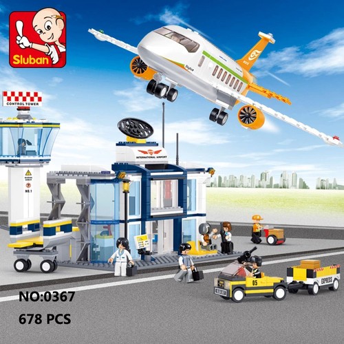 Sluban Aviation B0367 Airplane Airport Figures Building Blocks Toy Fit with LEGO