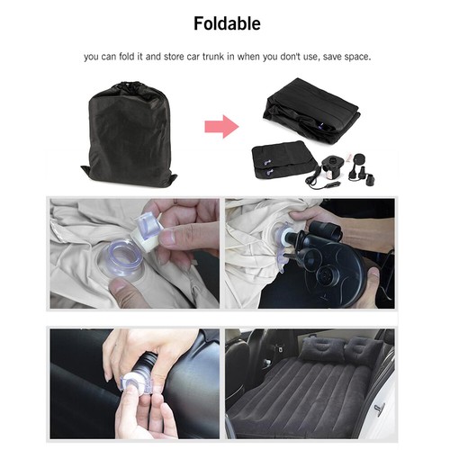 Car Air Sleep Bed Inflatable Mattress Travel Back Seat Cushion W// Pump 2 Pillow