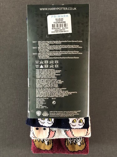 3 Paar Harry Potter Eule Hedwig Dobby Damen Socken Chibi Strümpfe 37-42 Primark