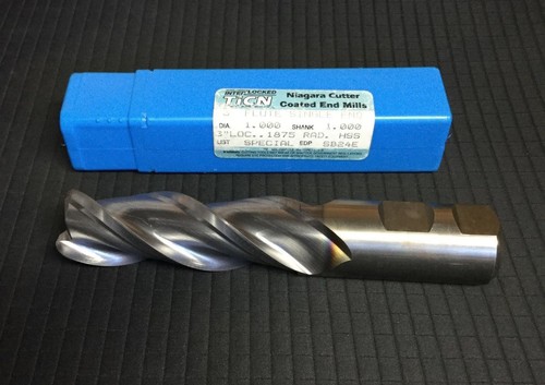 SB24E NIAGARA 1/"X1/"X3/" CUT X 5-3//8/" LONG .1875 RAD 3 FLUTE TiCN HSS #1379 1