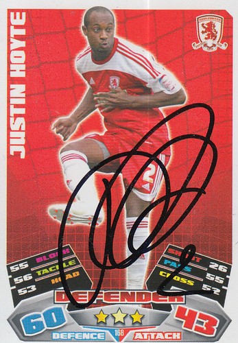 Middlesbrough main signé justin Hoyte 11//12 Match Attax Carte.