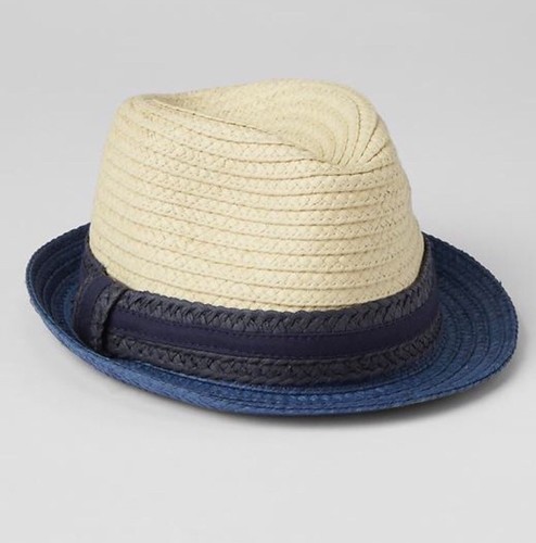 BABY GAP TODDLER BOY COLORBLOCK NATURAL STRAW FEDORA HAT XS//S S//M M//L