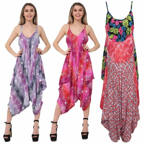 Nouveau Femme Imprimé Baggy Hareem Cami Lagenlook Ange Drapé Style Combinaison 8-26