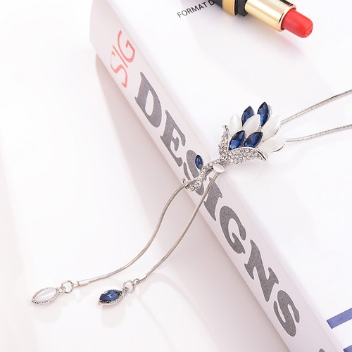 Cn /_ de Mujer Diamante Imitacion Flor Collar con Colgante Largo Borla Suéter De
