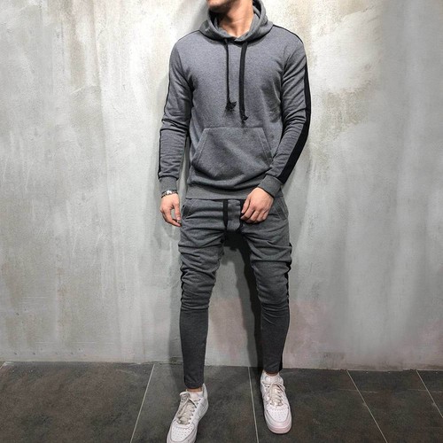 Trousers Pants Sports Sweat Suit Set Mens Tracksuit Jogging Hoodie Coat Jacket