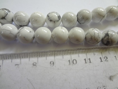 10mm Round Natural White Howlite Turquoise Gemstone Beads 15/" Strand