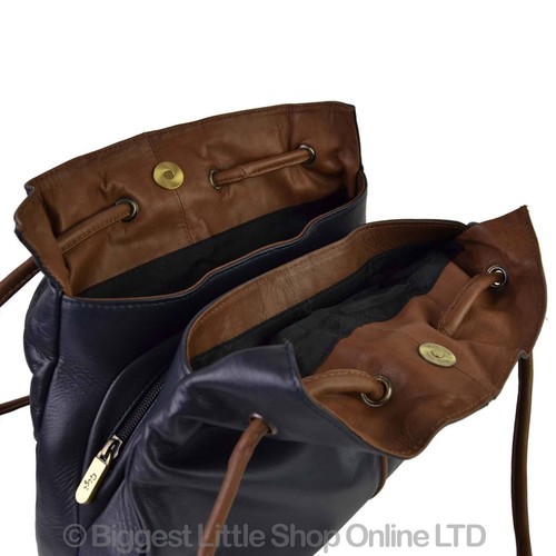 NEW Ladies Classic LEATHER TwoTone Shoulder HANDBAG GiGi OTHELLO Collection Navy
