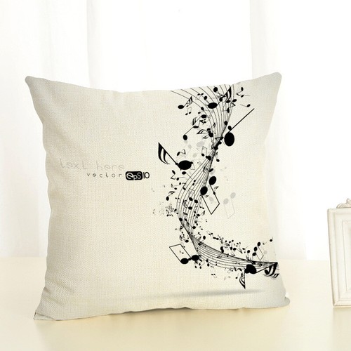 Cushion Cover Pillow Case Musical Note Guitar Microphone Home Couch Decorative